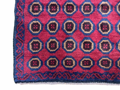 3'X 4'8" Vintage Handmade Tribal Wool Rug Balouchi Rug Afghan Rug Red Beige Blue - Nuvé