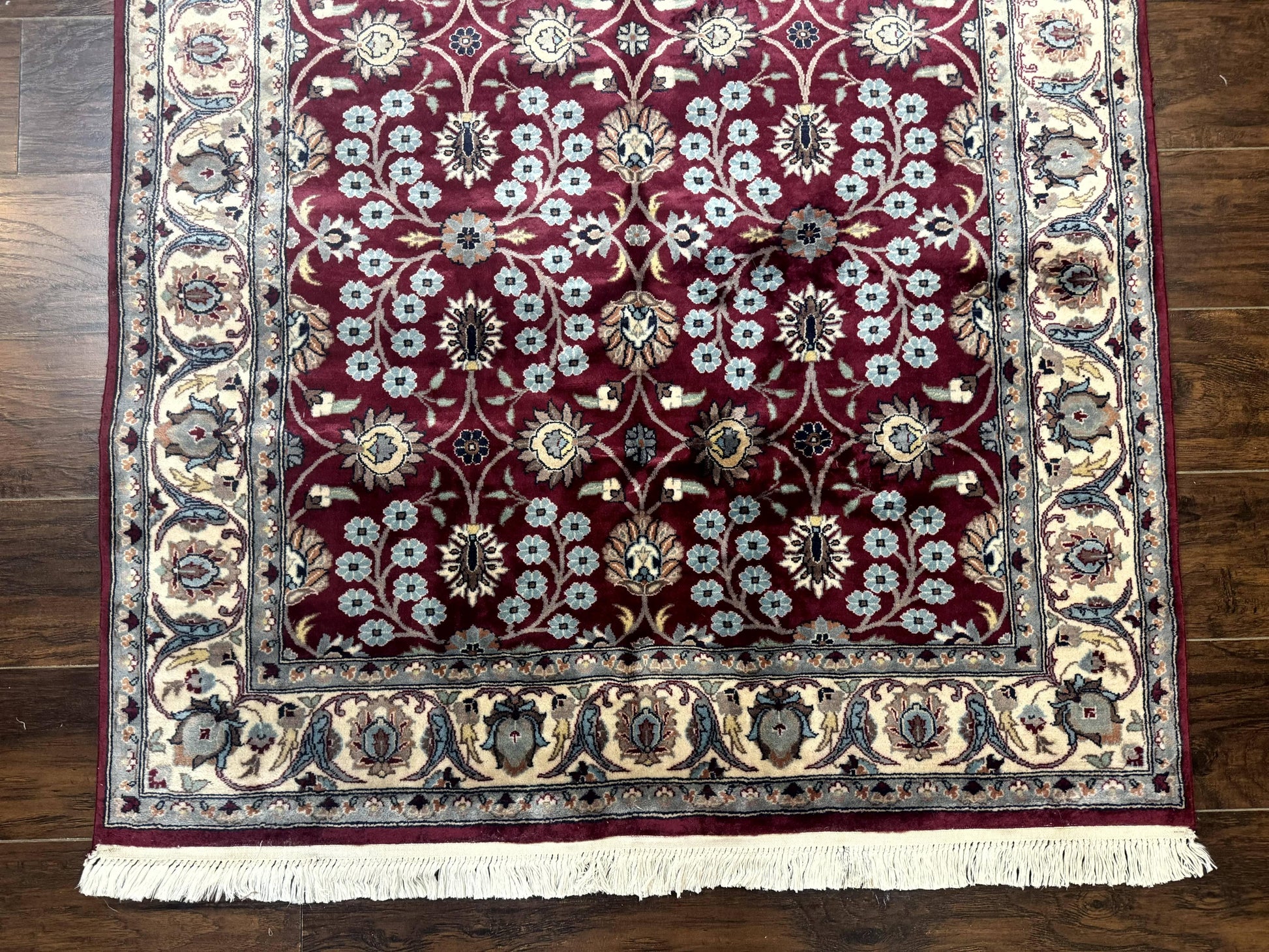 Pak Persian Rug 4x6, Floral Allover, Vintage Wool Carpet, Plum and Ivory - Nuvé