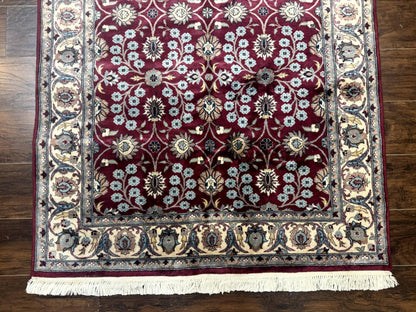 Pak Persian Rug 4x6, Floral Allover, Vintage Wool Carpet, Plum and Ivory - Nuvé