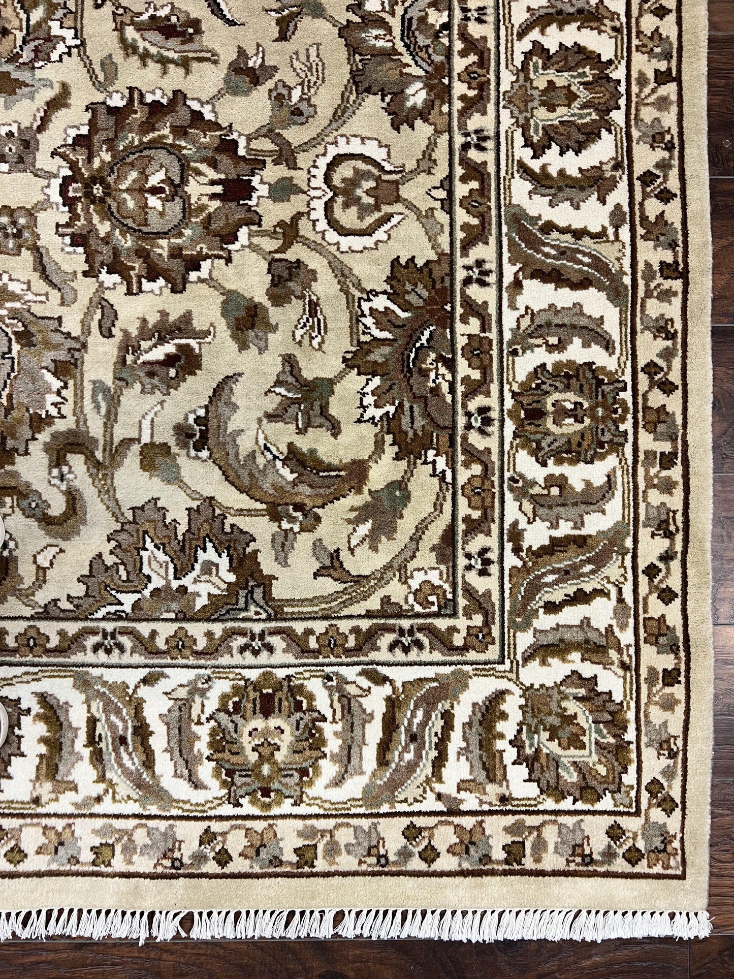Indo Mahal Rug 6x9, Indian Carpet 6 x 9 ft, Light Green and Ivory, Floral Allover, Wool Oriental Carpet, Traditional Rug, Handmade - Nuvé