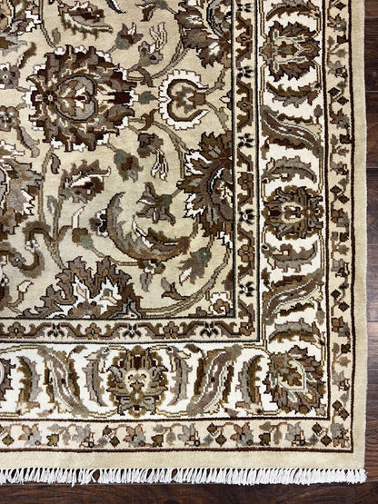 Indo Mahal Rug 6x9, Indian Carpet 6 x 9 ft, Light Green and Ivory, Floral Allover, Wool Oriental Carpet, Traditional Rug, Handmade - Nuvé