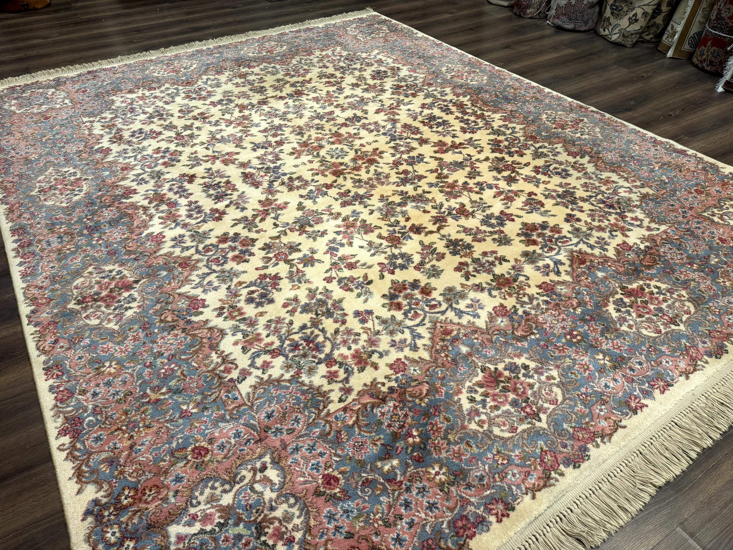 8.8 x 10.6 Karastan Kirman Rug #788, Wool Vintage Discontinued Floral Carpet - Nuvé