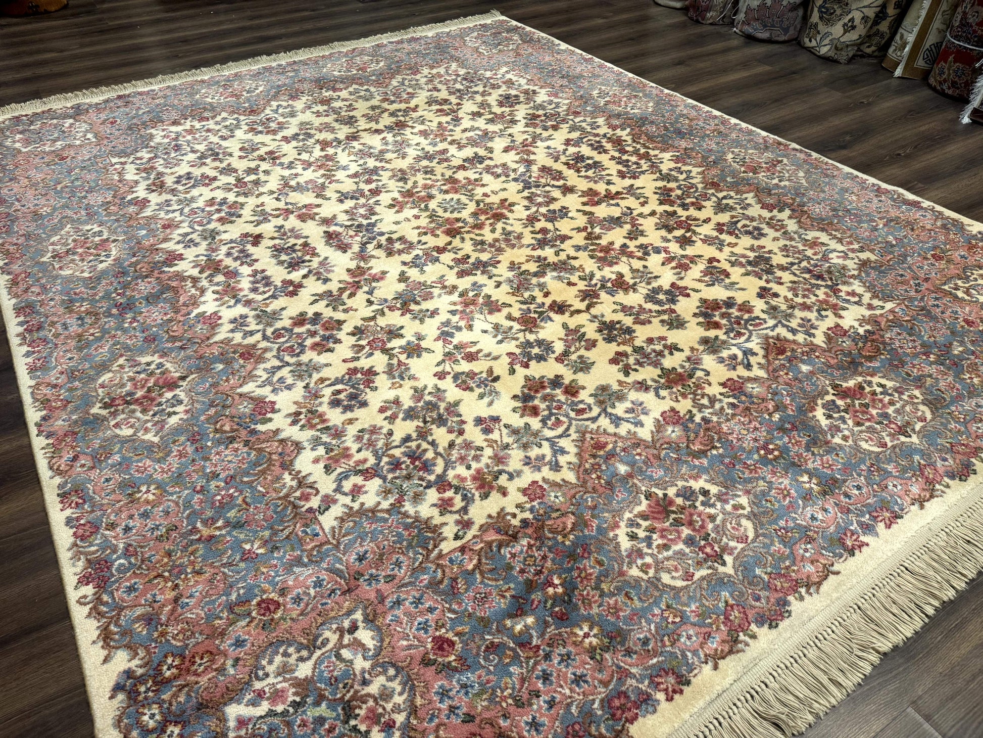 8.8 x 10.6 Karastan Kirman Rug #788, Wool Vintage Discontinued Floral Carpet - Nuvé