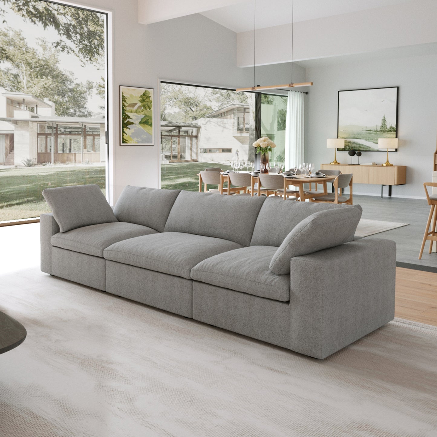 Nuvé® Solace Modular Bouclé Cloud Sofa - Space Grey - 3-Seater Sofa - Nuvé