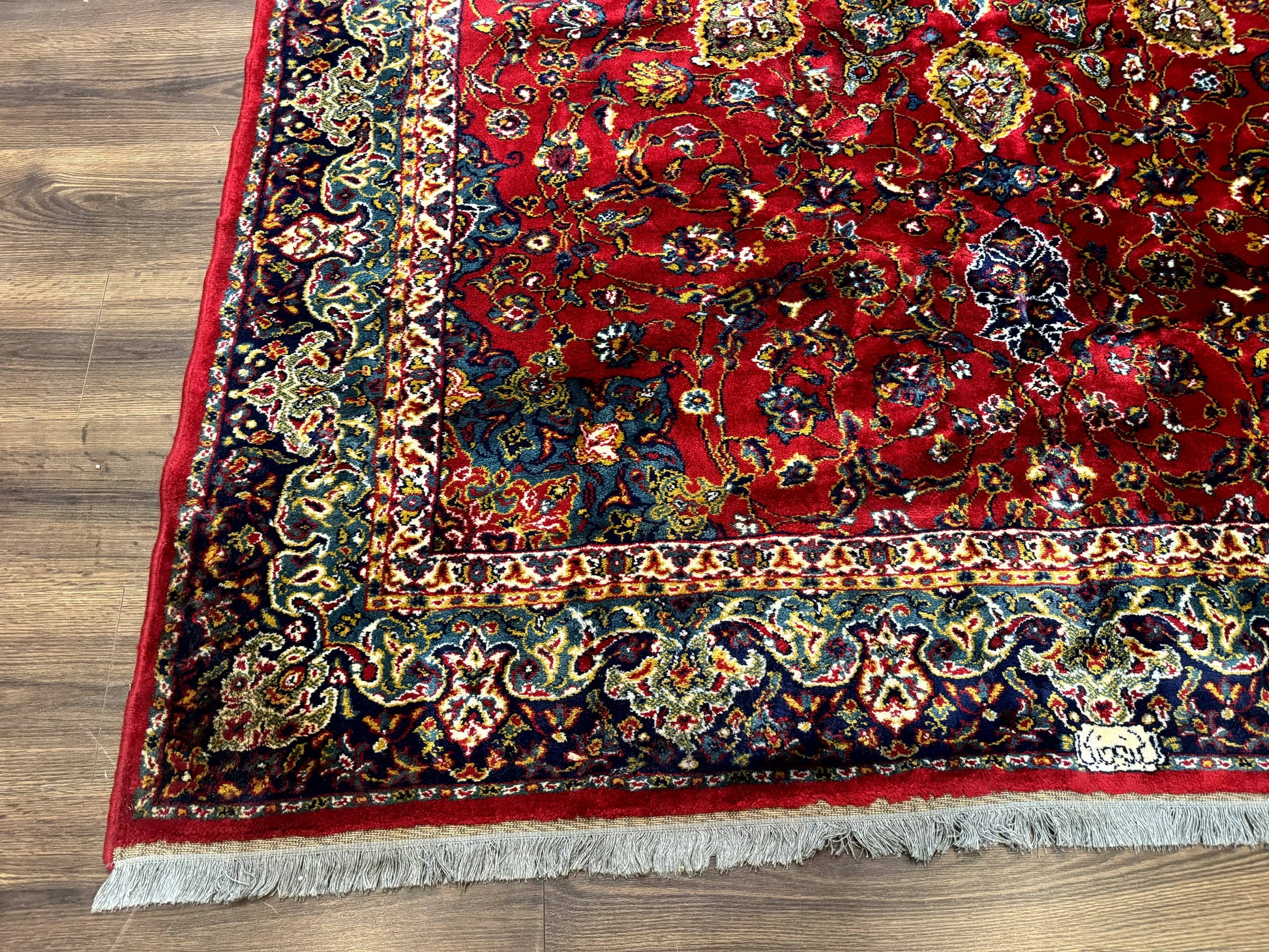 Red Persian Rug 6x9, Medallion Carpet, Ardebil Design, Vintage Belgium Power Loomed Carpet - Nuvé