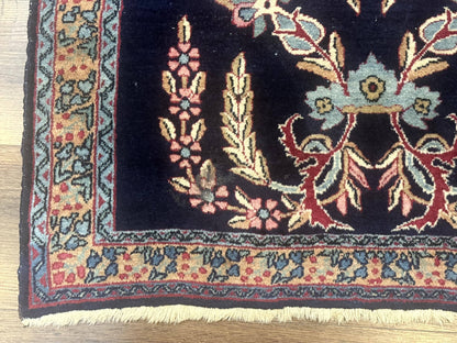 Antique Persian Kerman Rug 2.8 x 4, Navy Blue, Floral - Nuvé
