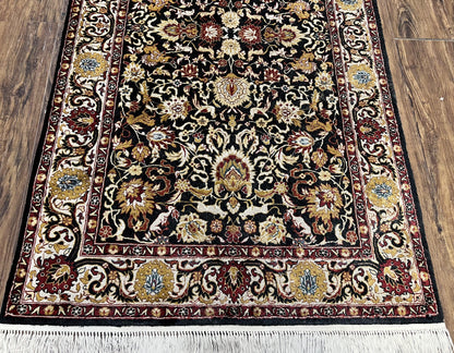 Sino Persian Silk Rug 3x5 Oriental Carpet 3 x 5 Fine Silk Rug, Black Ivory Gold, Animal Motifs, Flowers, High Quality, Vintage Silk Rug Wow - Nuvé