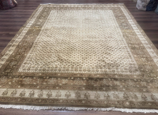 Indo Persian Rug, Allover Pattern, Beige, Wool Handmade Carpet - Nuvé