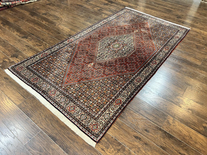 Persian Bidjar Rug 5x10, Wool Hand Knotted Vintage Carpet, Highly Detailed, Mahi Herati Pattern, 5 x 10 Oriental Rug - Nuvé