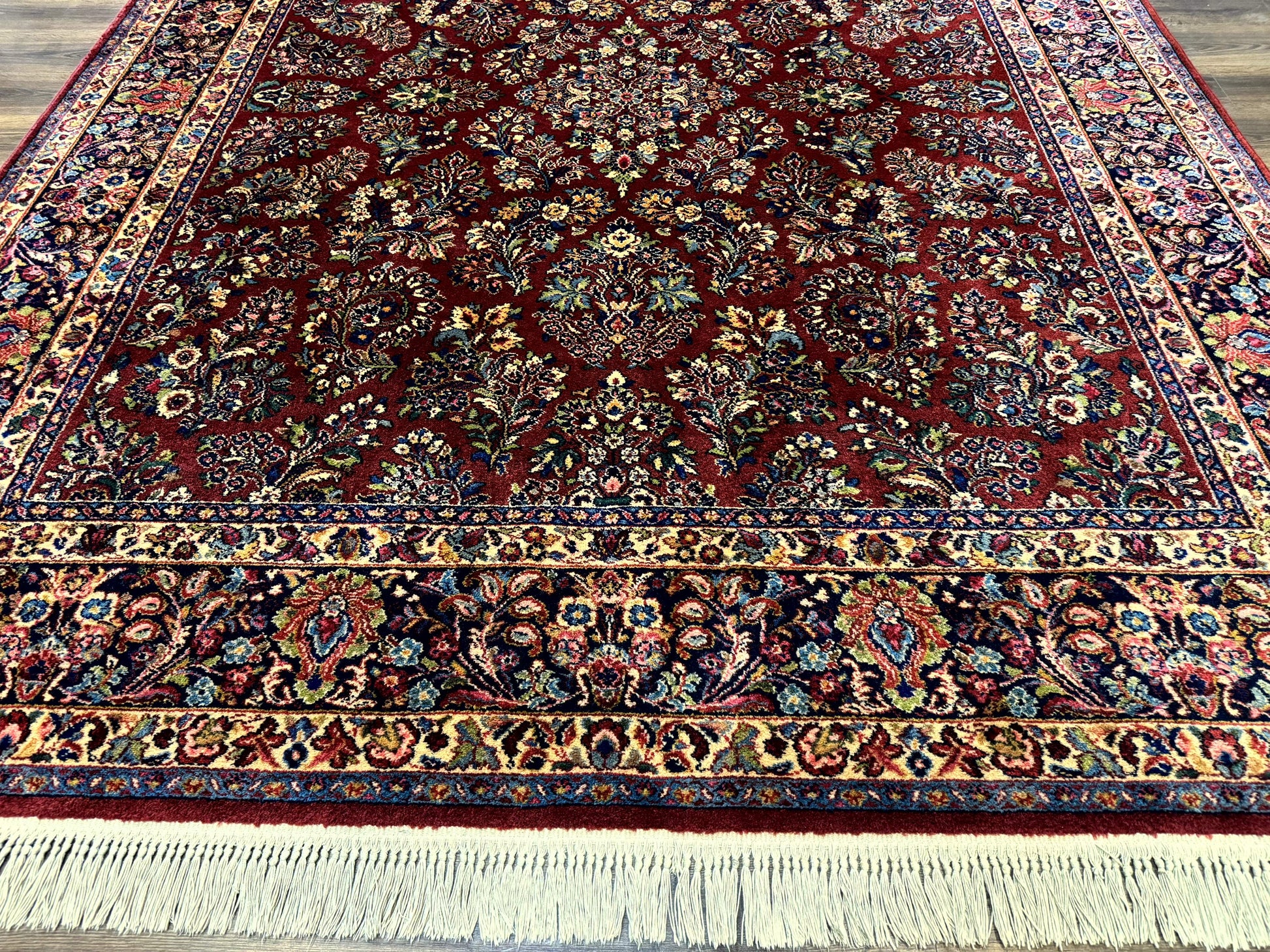 8.8 x 10.6 Karastan Red Sarouk Rug #785, Wool Pile Original 700 Series - Nuvé
