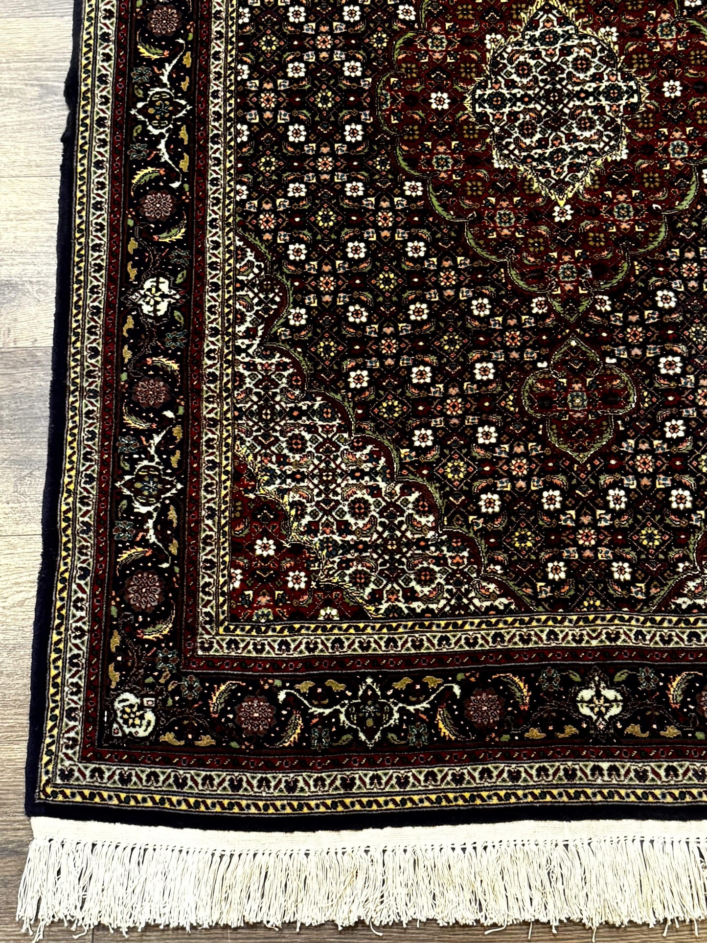 Persian Tabriz Rug 3x5, Wool on Silk Foundation, Very Fine 550 KPSI, Dark Navy Blue - Nuvé