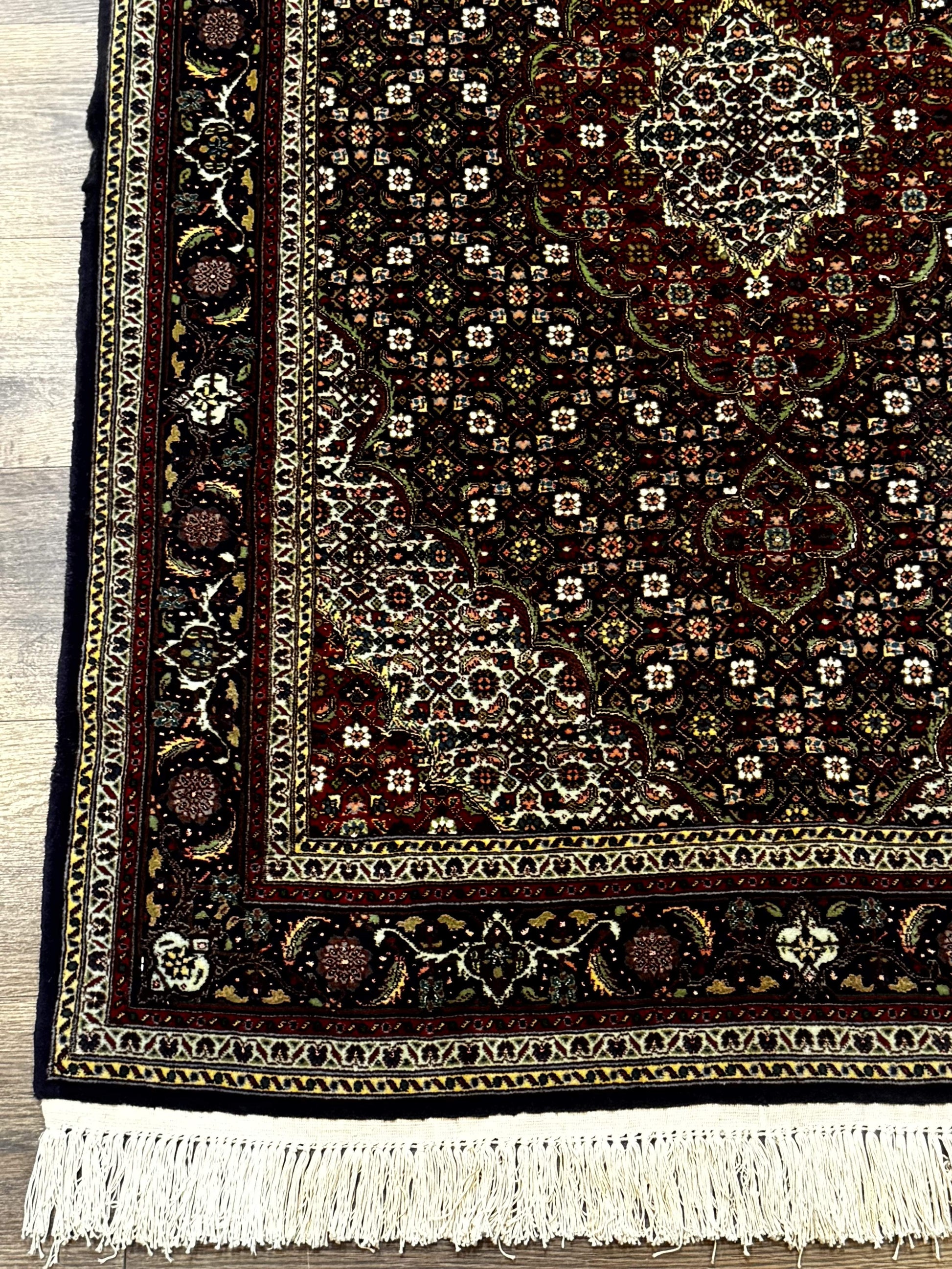 Persian Tabriz Rug 3x5, Wool on Silk Foundation, Very Fine 550 KPSI, Dark Navy Blue - Nuvé
