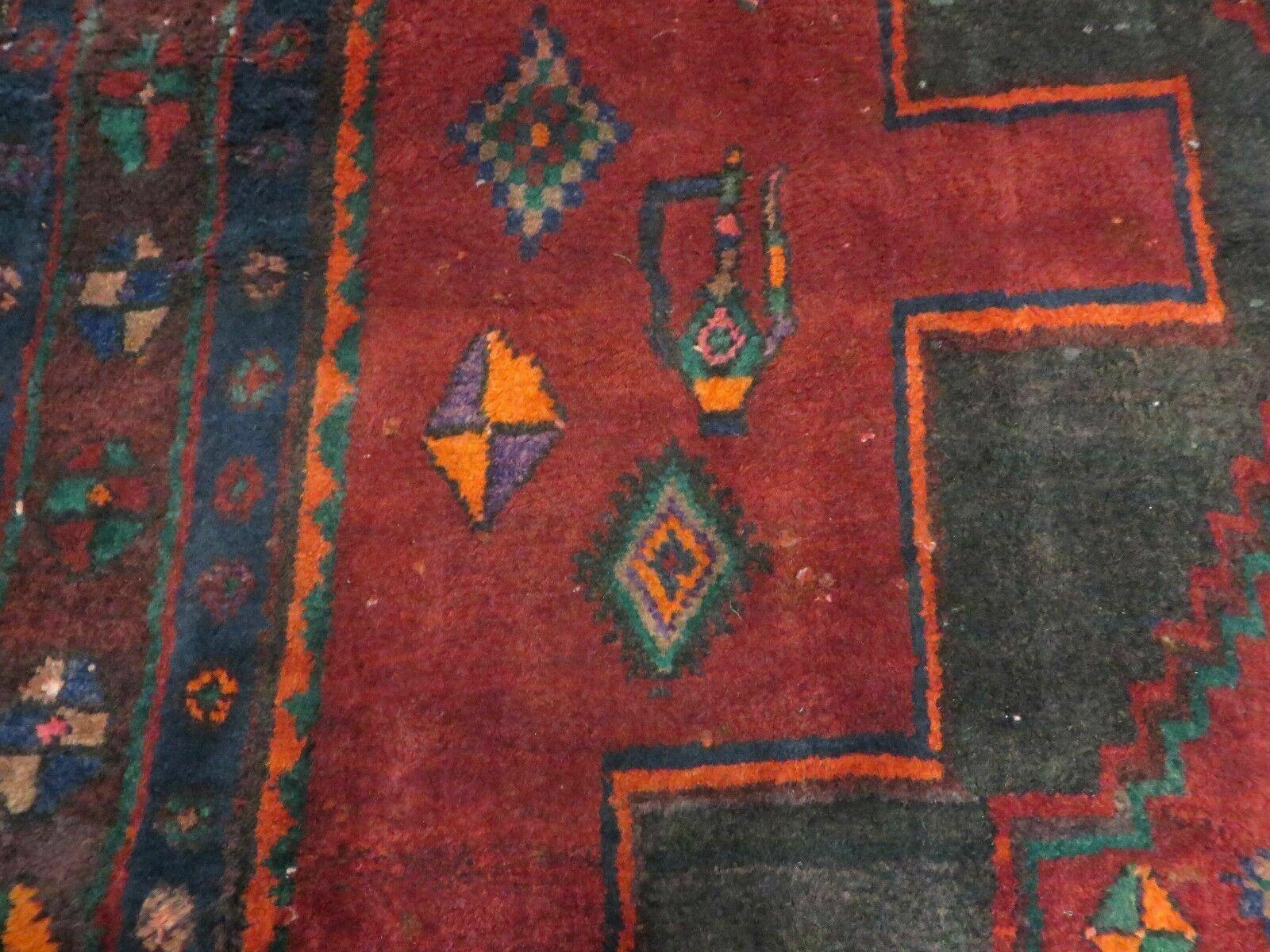 4' X 8' Antique Handmade India Geometric Oriental Wool Rug Veg Dyes Nice - Nuvé