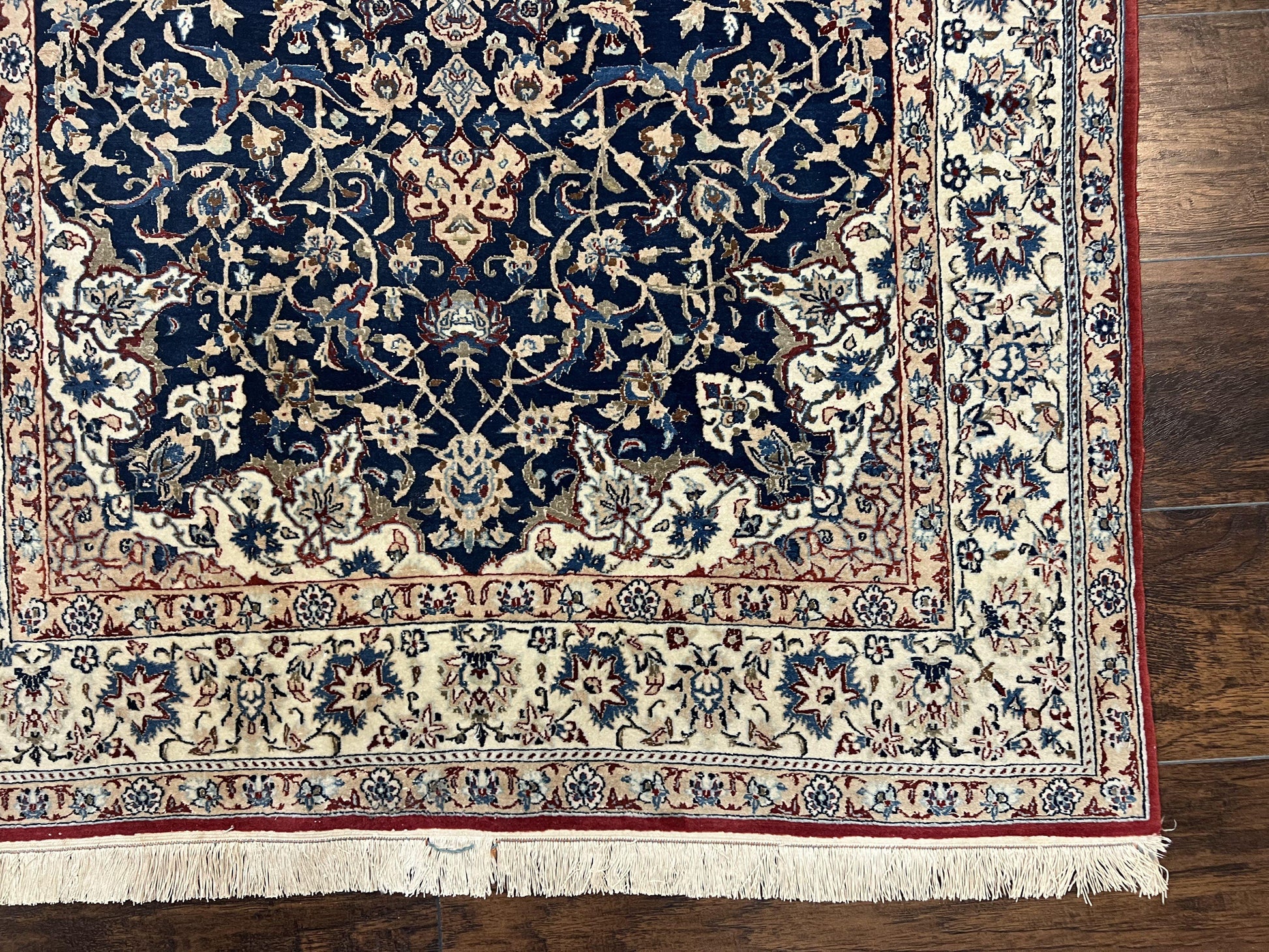 Super Fine Persian Nain Rug 3.6 x 5.4, Navy Blue and Ivory, 700 KPSI - Nuvé