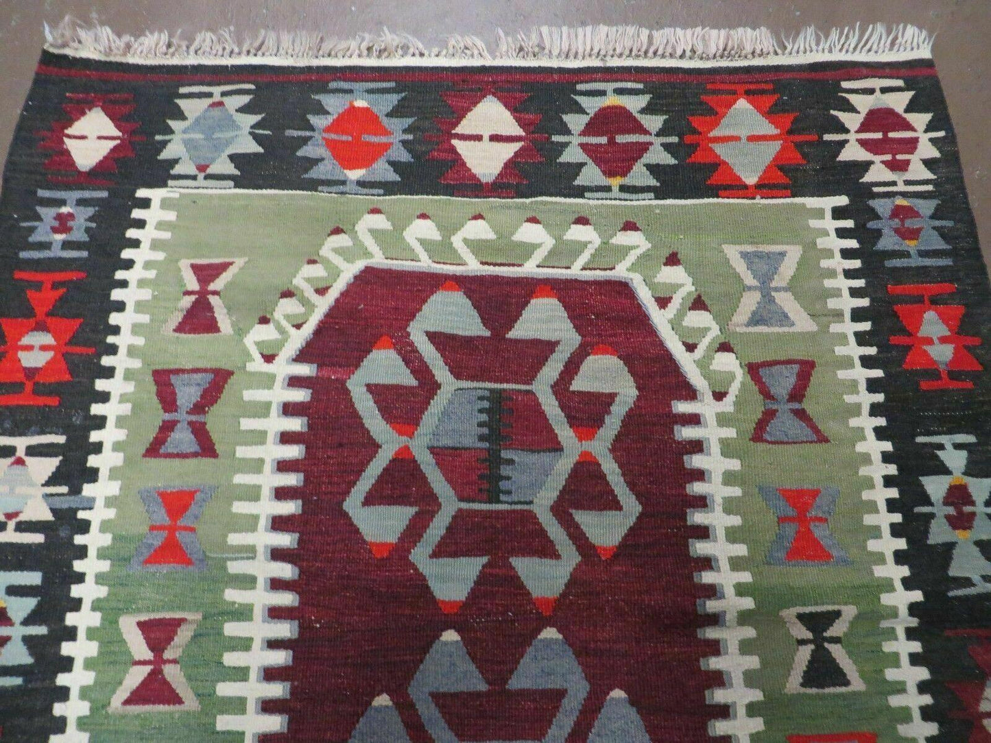 3' 8" X 5' Vintage Turkish Kilim Handmade Flat Weave Wool Rug Veg Dyes - Nuvé
