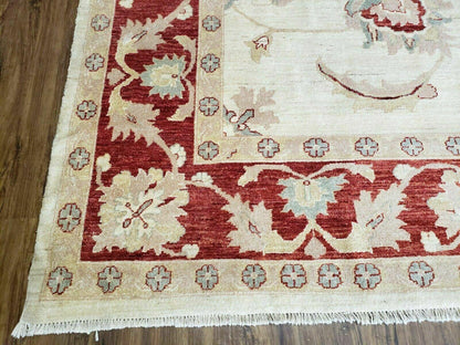 Peshawar Rug 10x14 Rug 10x14 Vintage Rug 10x14 Handmade Rug Chobi Rug Ivory Beige Red Rug - Nuvé