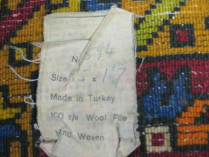 19" X 42" Antique Handmade Turkish Colorful Oushak Oshak Yastik Wool Rug Mat