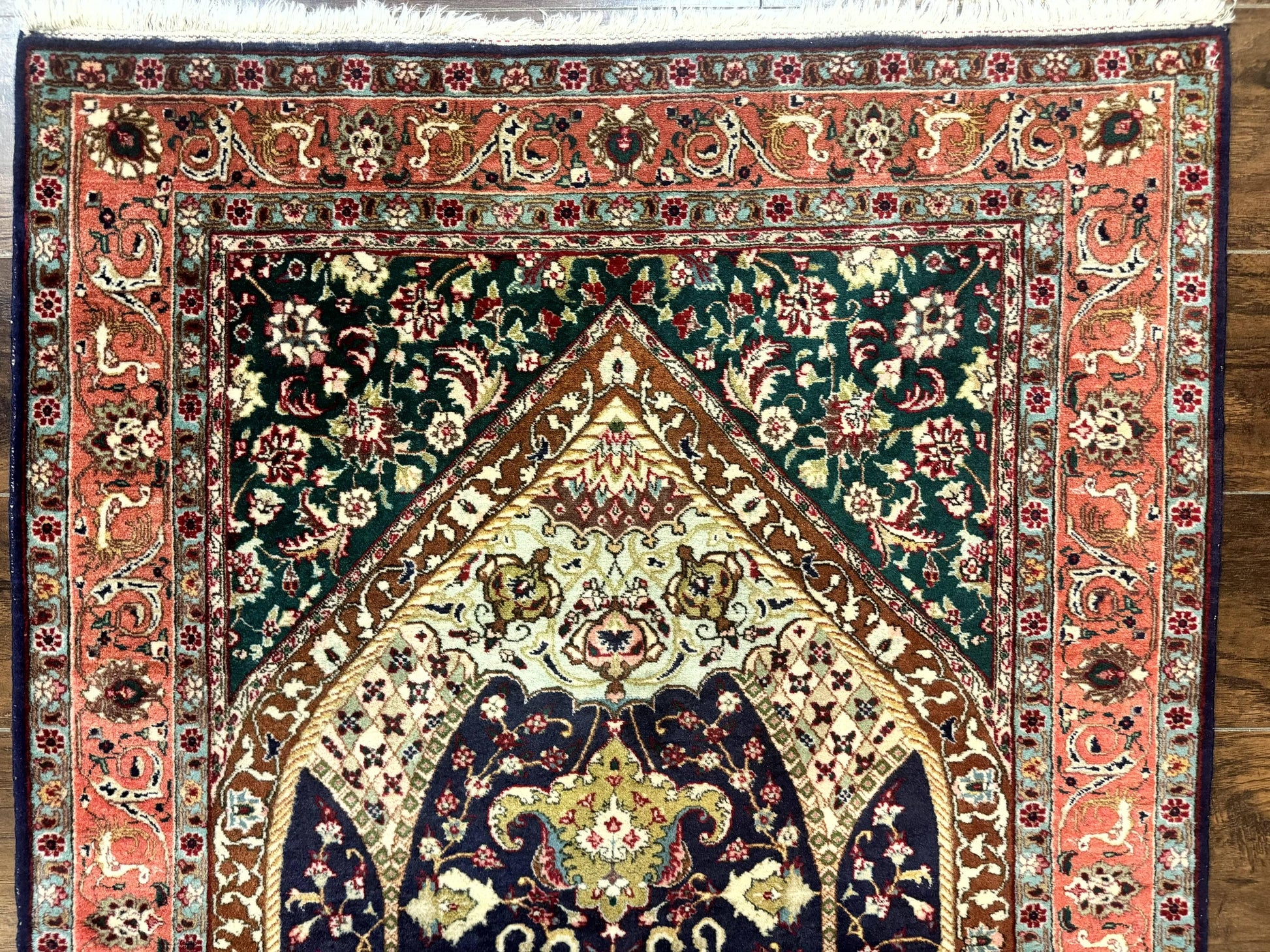 Persian Tabriz Rug 3x4, Navy Blue, Birds, Floral, Prayer Rug, Handmade Wool Rug, Finely Hand Knotted 325 KPSI - Nuvé