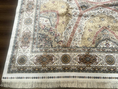 Turkish Silk Rug 8x10, Dome Design, Hereke Carpet, Bamboo Silk, New - Nuvé
