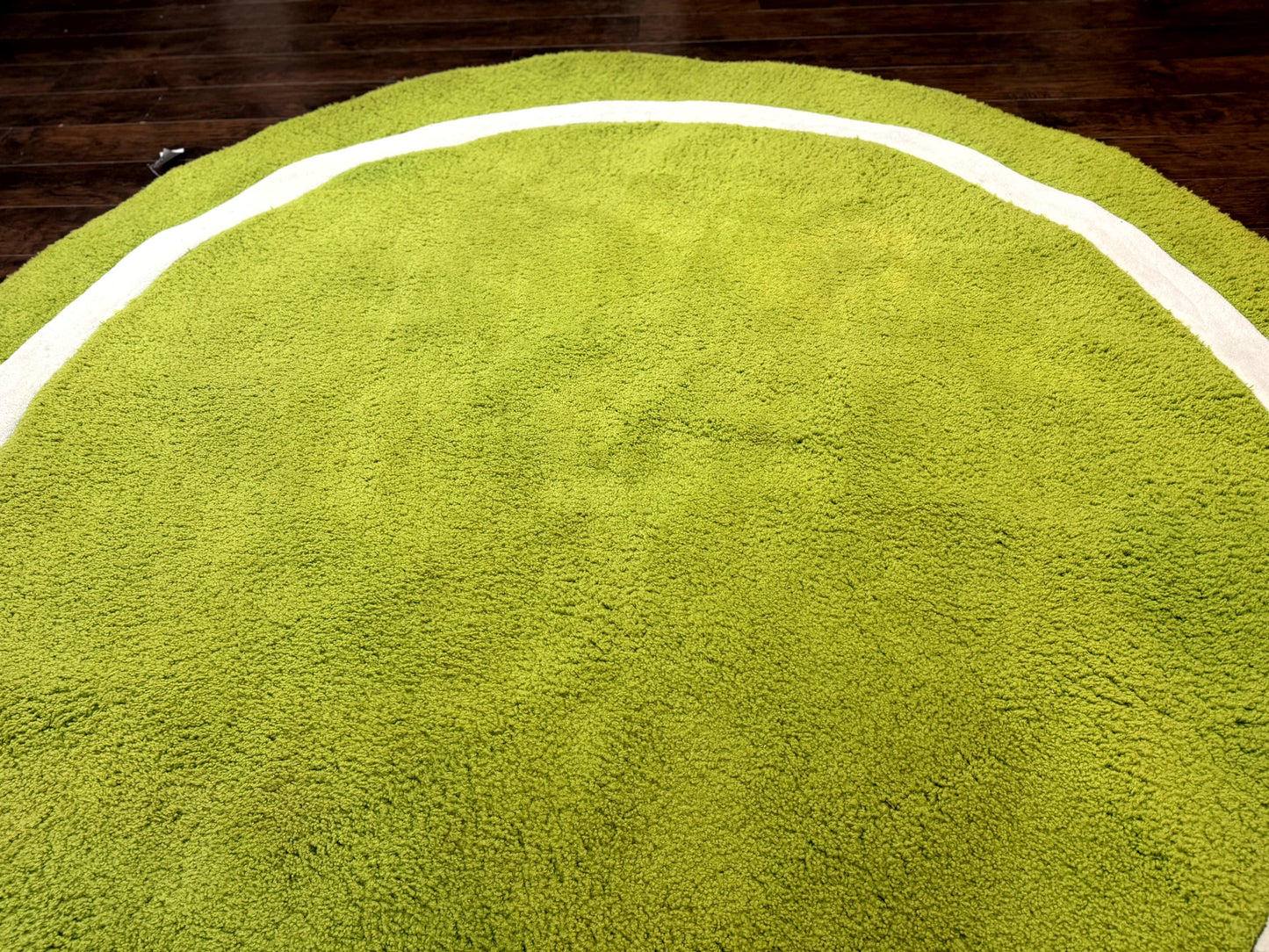 Large Round Rug 9x9, Vintage Retro Design, Lime Green - Nuvé