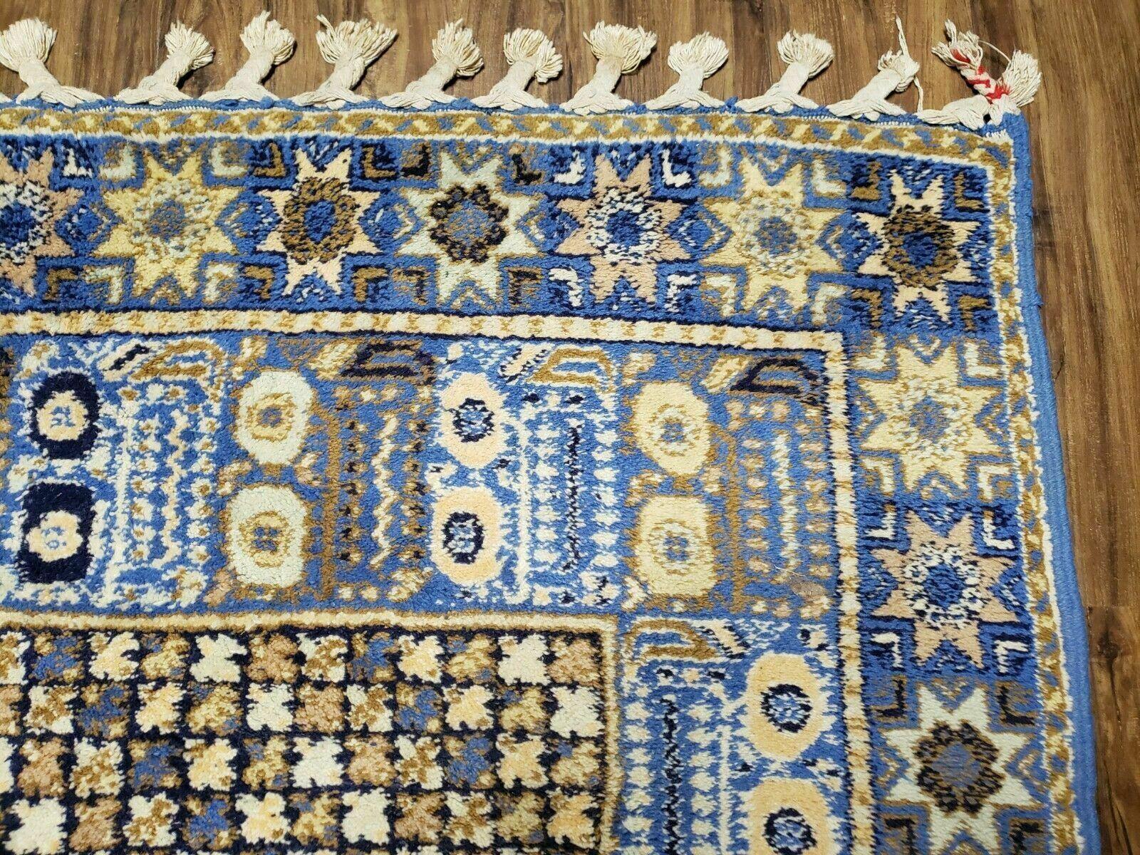 7' X 10' 5" Handmade Moroccan Urban Rabat Wool Carpet Blue Area Rug - Nuvé
