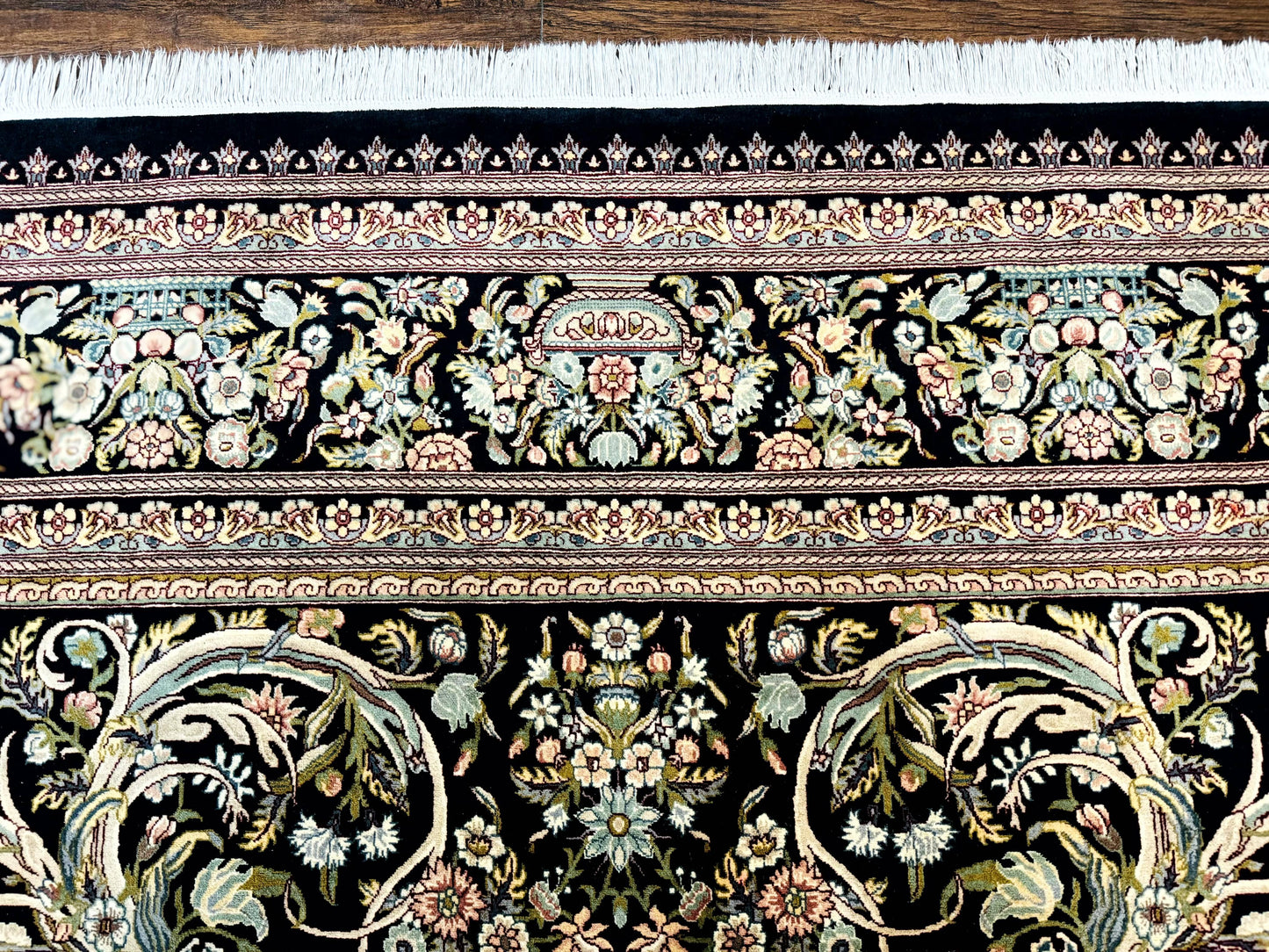 Pak Persian Rug 9x12, Highly Detailed Fine 260 KPSI, Floral, Handmade Traditional Carpet, Black - Nuvé