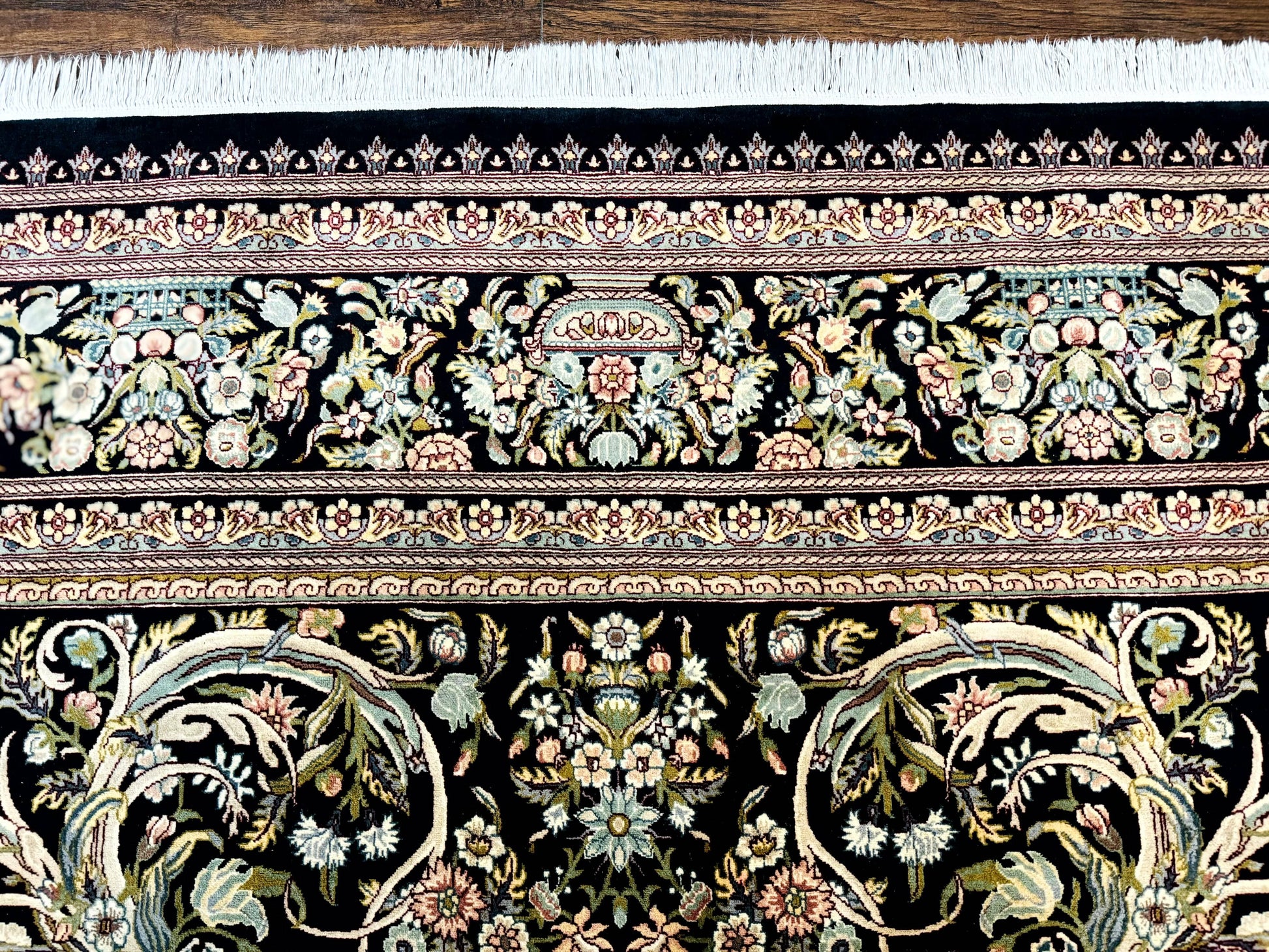 Pak Persian Rug 9x12, Highly Detailed Fine 260 KPSI, Floral, Handmade Traditional Carpet, Black - Nuvé