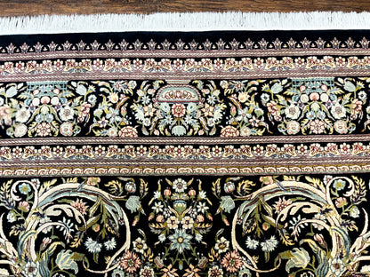 Pak Persian Rug 9x12, Highly Detailed Fine 260 KPSI, Floral, Handmade Traditional Carpet, Black - Nuvé