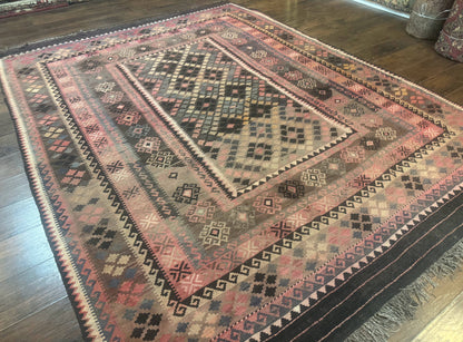 Persian Kurdish Kilim Rug 8x10, Large Flatweave Tribal Bohemian Rug, Vintage Zarand Kilim - Nuvé