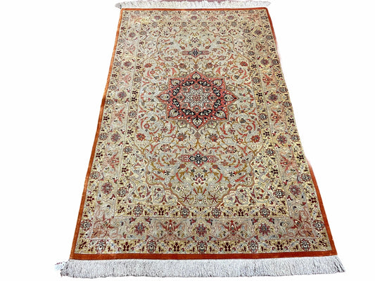 3' X 5' Vintage Fine Handmade Turkish Oriental Silk Rug 900 KPSI Wow - Nuvé