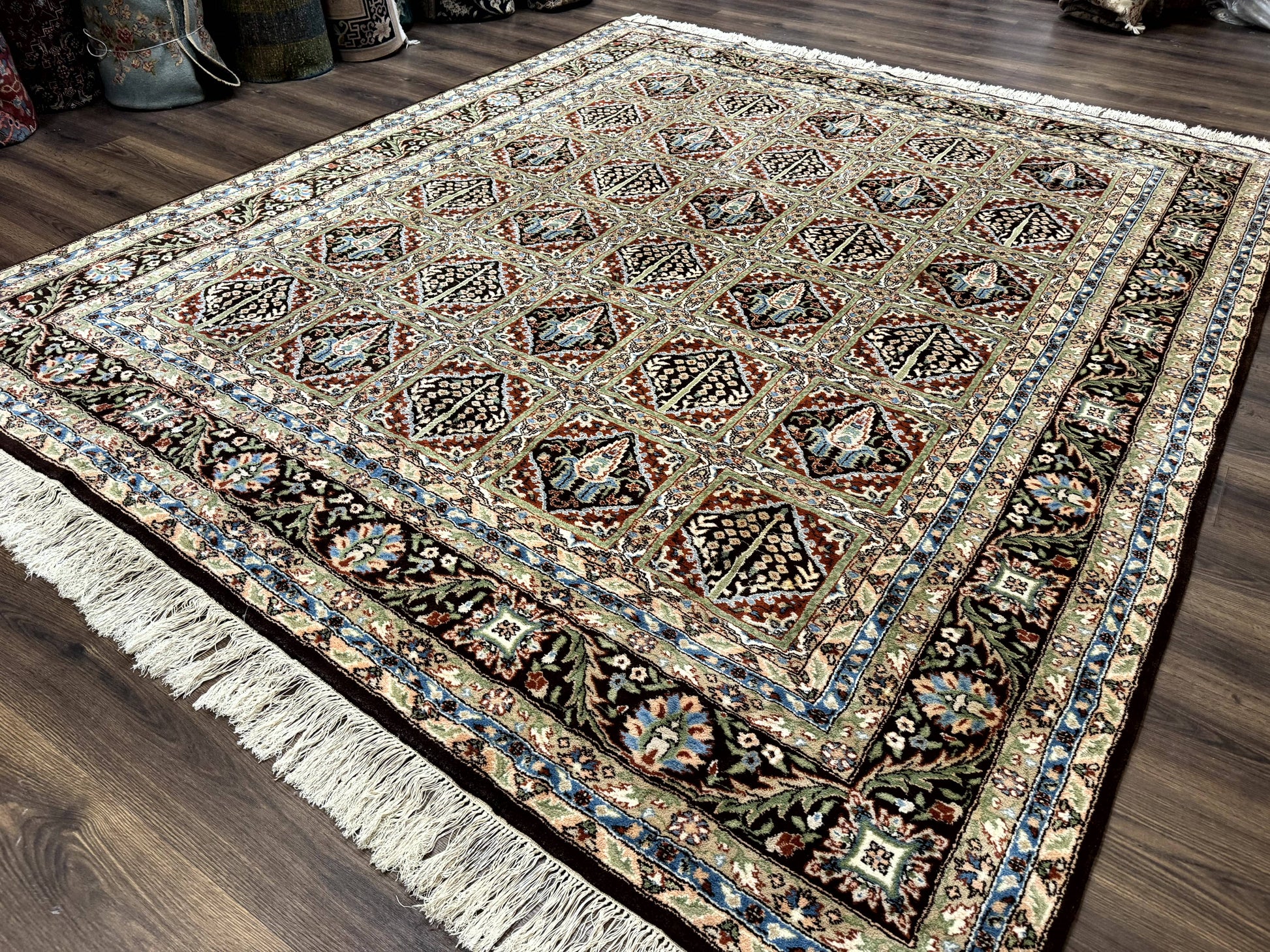 Sino Persian Rug 8x10, Panel Design, Brown, Multicolor, Wool, Cedar Trees - Nuvé