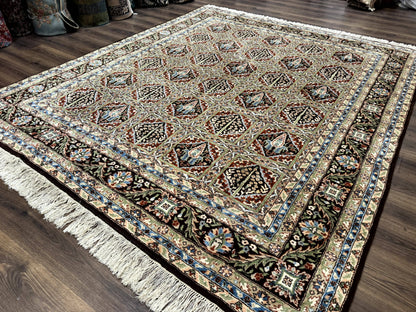 Sino Persian Rug 8x10, Panel Design, Brown, Multicolor, Wool, Cedar Trees - Nuvé