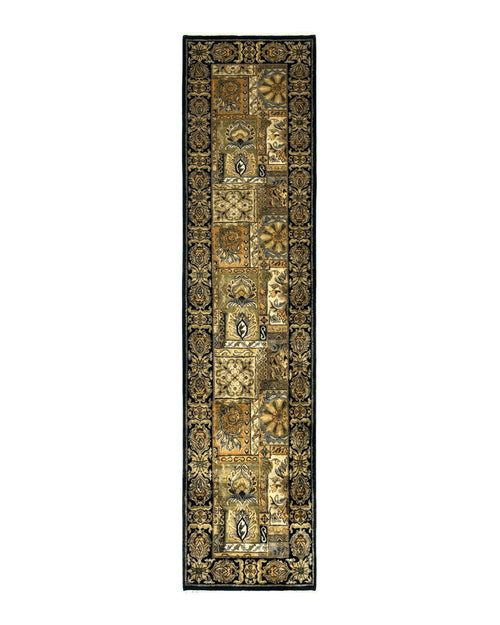 Indian Runner Rug 3x14, Panel Design, Oriental Carpet for Hallway
