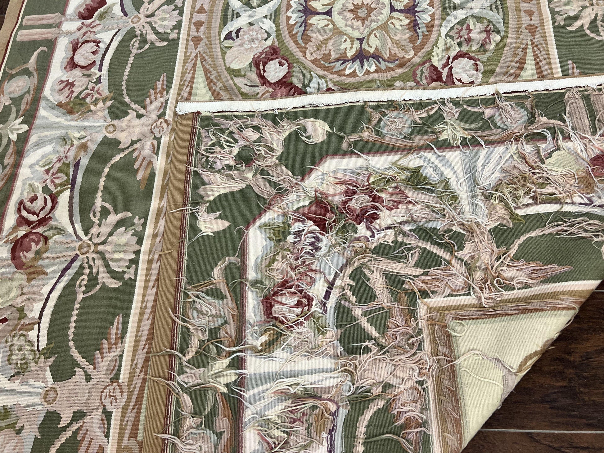 Aubusson Rug 5x8, Wool Handmade Vintage Carpet, Angel Motifs, Flatweave Rug 5 x 8, Medium Sized, European Design - Nuvé