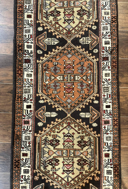 Persian Tribal Runner Rug 2.4 x 9.4, Geometric Medallions, Sarab Runner - Nuvé