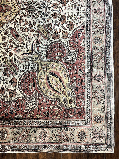 Turkish Sivas Rug 9x12, Handmade Vintage Wool Carpet, Cream Ivory - Nuvé