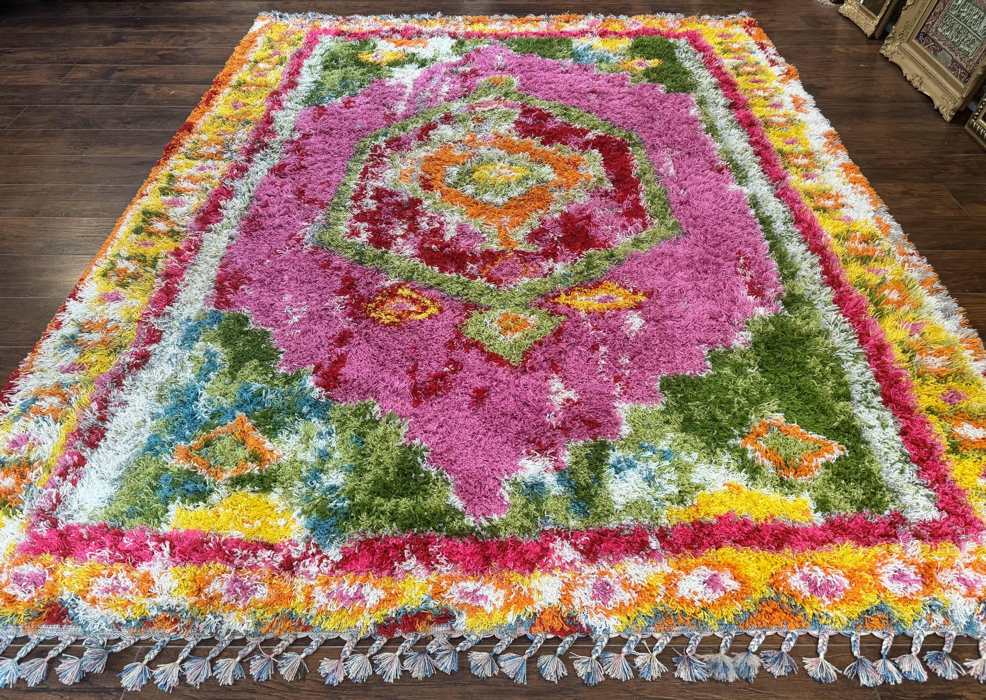 Colorful Shag Rug 8x10, Fuchsia and Multicolor - Nuvé