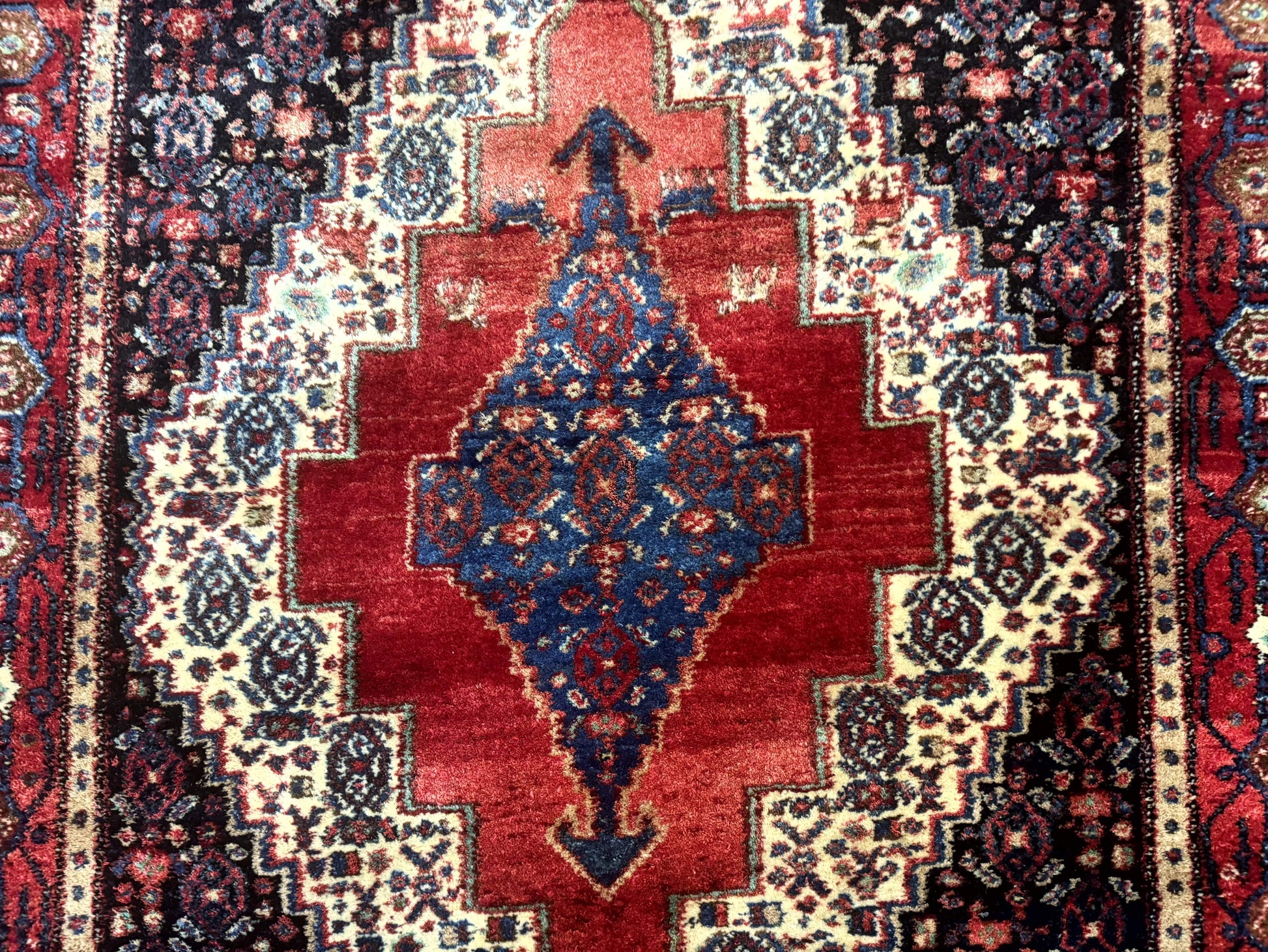 Antique Persian Kurdish Senneh Rug 4x5 Tribal Carpet Wool Geometric Medallion - Nuvé
