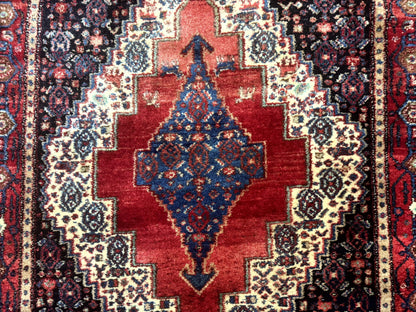 Antique Persian Kurdish Senneh Rug 4x5 Tribal Carpet Wool Geometric Medallion - Nuvé