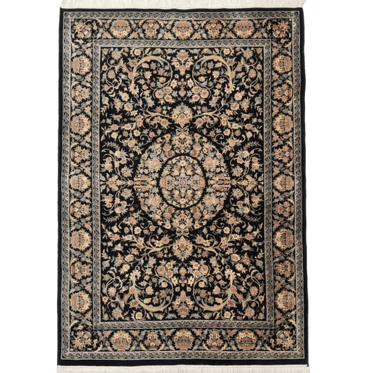 Sino Persian Rug 4x6, Very Fine 260 KPSI, Floral Medallion, Hand Knotted Wool Carpet