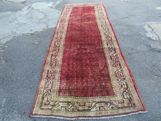 3'7"X 10' Antique Handmade India Oriental Paisley Wool Runner Rug Vegy # 31 - Nuvé