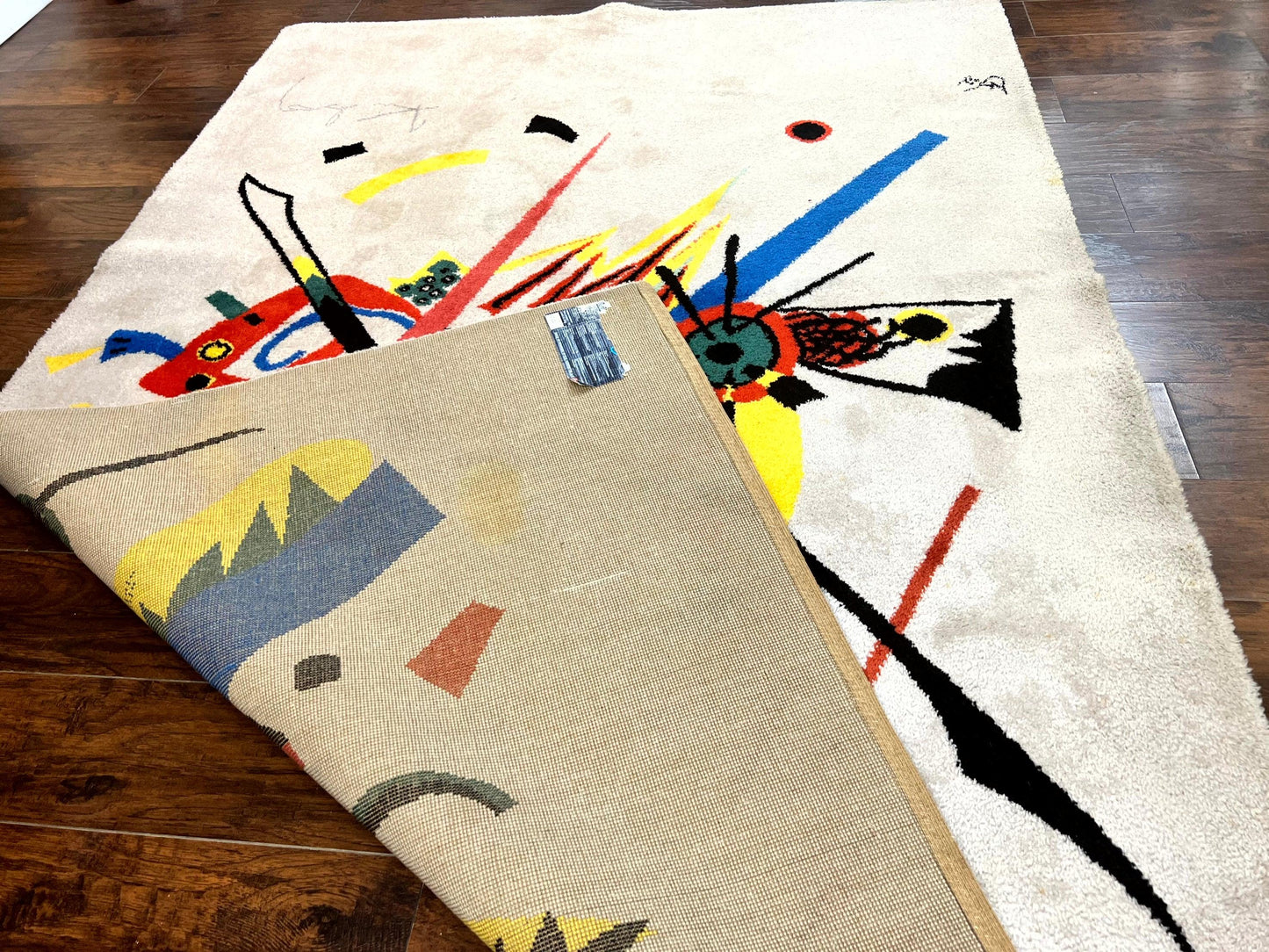 Danish Rya Shag Rug 6x9, EGE Axminster Carpet, Ivory, Modern Abstract Rug, Signed by Designer - Nuvé
