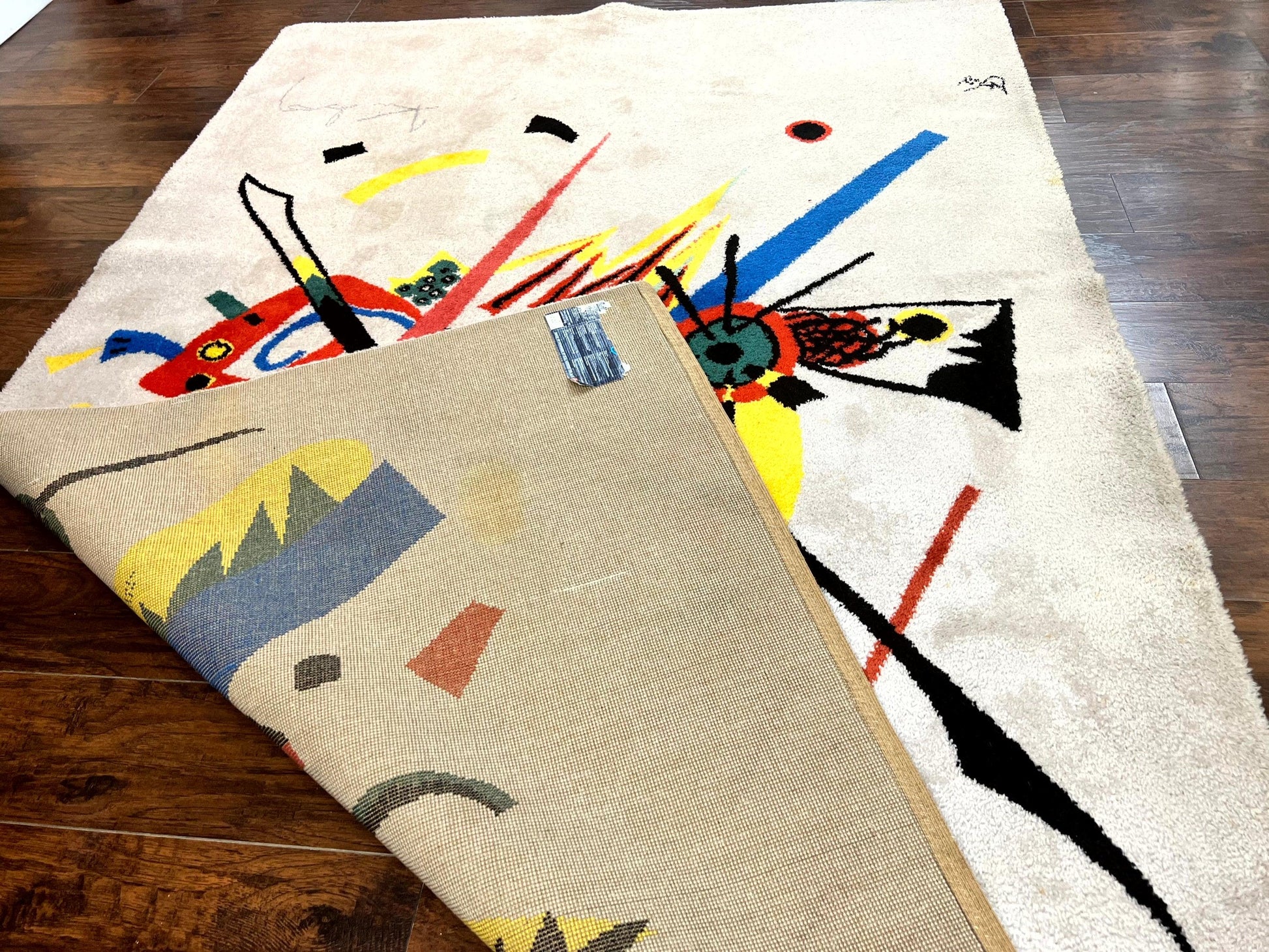 Danish Rya Shag Rug 6x9, EGE Axminster Carpet, Ivory, Modern Abstract Rug, Signed by Designer - Nuvé