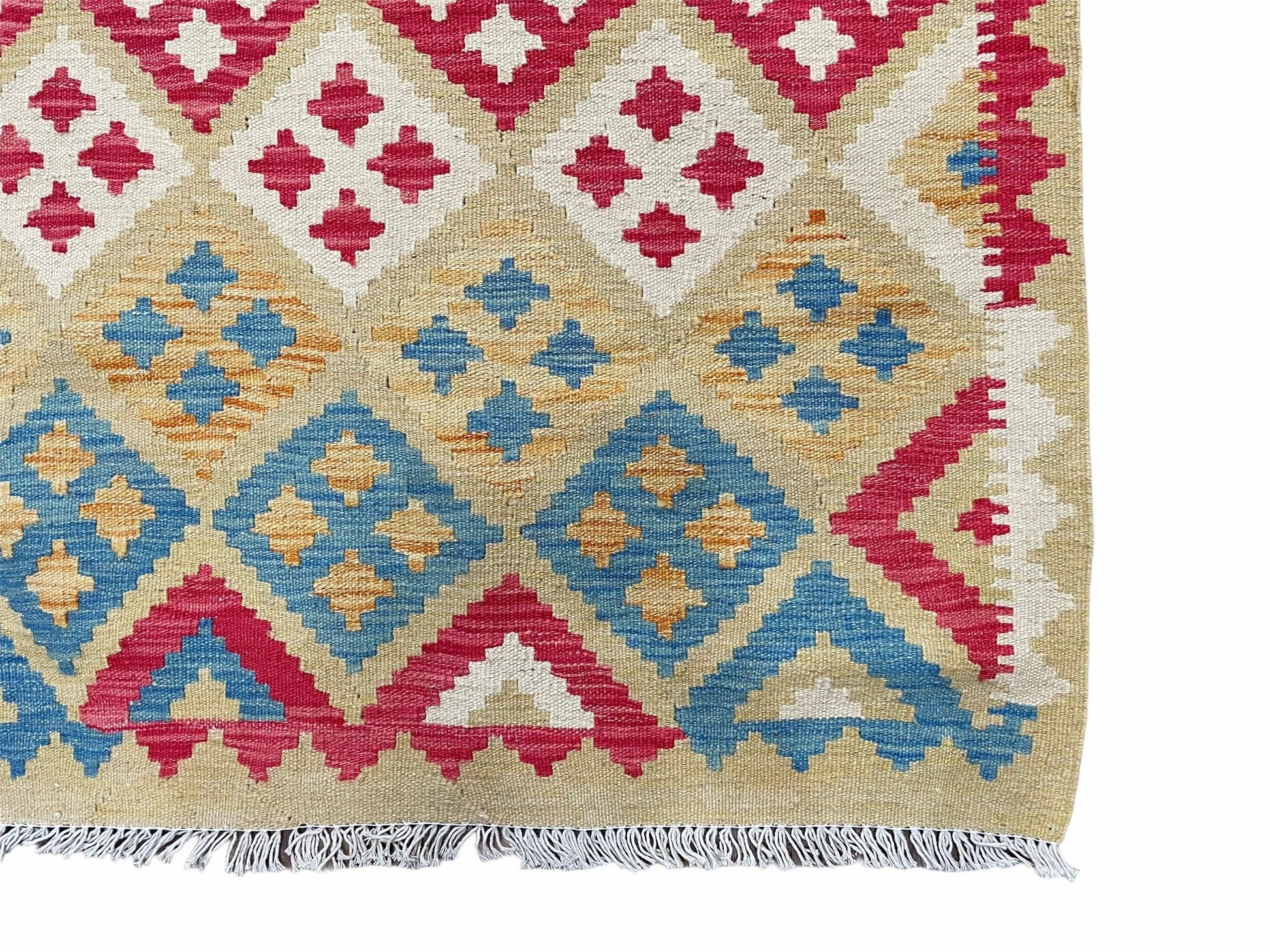 3x5 Kilim Rug Multicolor Tribal Kilim Rug 3 x 5 Tan Light Blue Red Beige New Turkish Anatolian Wool Kilim Flatweave Rug - Nuvé
