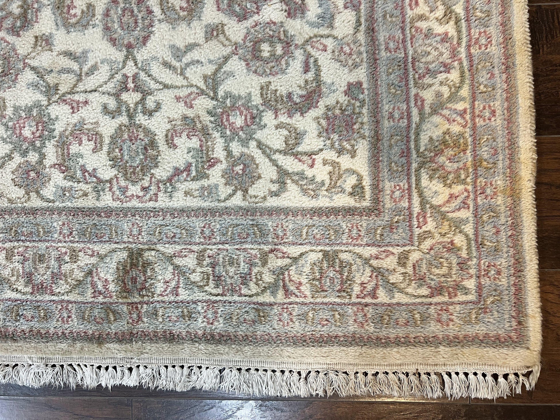Indo Persian Rug 4x6, Vintage Handmade Wool Carpet, Floral Allover Pattern, Beige, Pair B - Nuvé