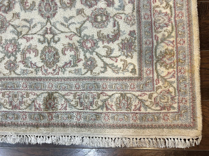 Indo Persian Rug 4x6, Vintage Handmade Wool Carpet, Floral Allover Pattern, Beige, Pair B - Nuvé
