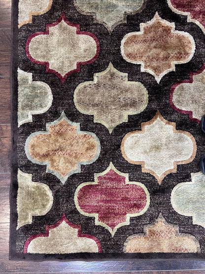 Panel Design Rug 5x7, Multicolor Contemporary Area Rug, Small Living Room Rug