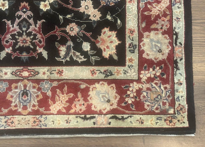Black Sino Persian Rug 3x5, Wool with Silk Highlights, Floral, Fine 170 KPSI - Nuvé