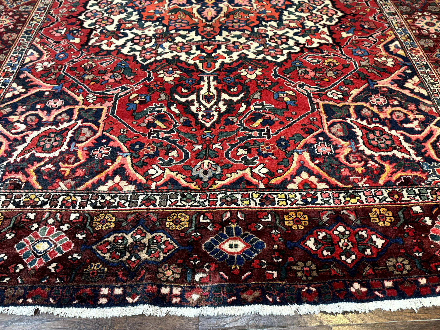 Rare Persian Bakhtiari Rug 10x13, Red, Semi Antique, Large Persian Carpet, Handmade - Nuvé