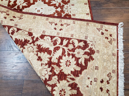 21 ft Runner Rug Long Hallway Runner, 3 x 21 Corridor Rug, Peshawar Pak Persian Chobi Agra Rug, Maroon and Beige Large Flowers Wool Handmade - Nuvé